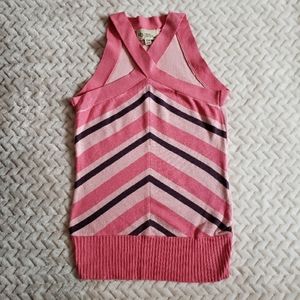Striped Knit Cross over Tank Top